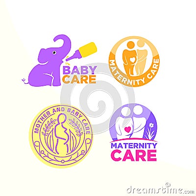 Mother and baby care, Kids care logo, motherhood Stock Photo
