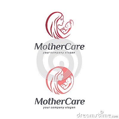 Baby care, motherhood and childbearing. Mother sign Vector Illustration