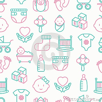 Baby care seamless pattern Vector Illustration