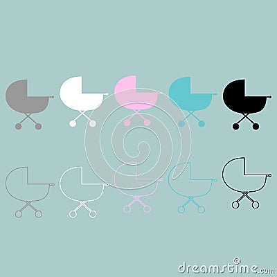 Baby carriage colour icon. Vector Illustration