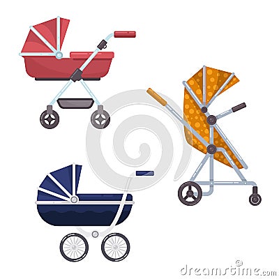 Baby carriage or infant, child wagon design Vector Illustration