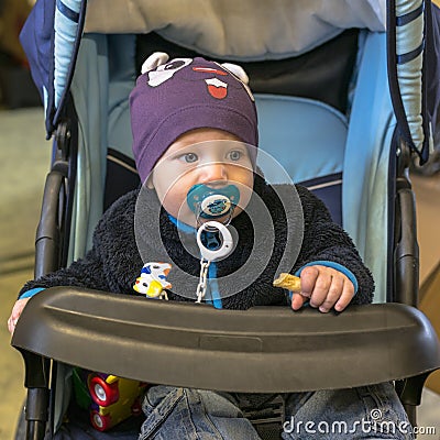 Baby in carriage Stock Photo