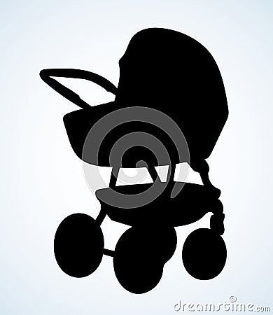 Baby carriage. Vector drawing icon Vector Illustration