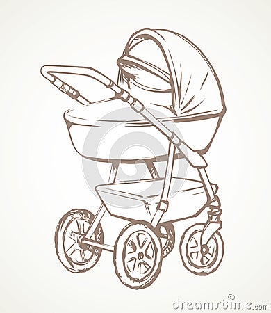 Baby carriage. Vector drawing icon Vector Illustration