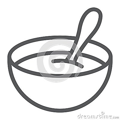 Baby cereal line icon, food and eat, dish sign, vector graphics, a linear pattern on a white background. Vector Illustration