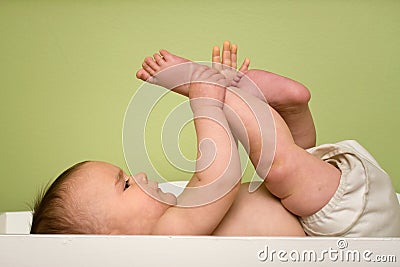 Change baby diaper Stock Photo