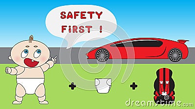 Baby child car safety concept Vector Illustration