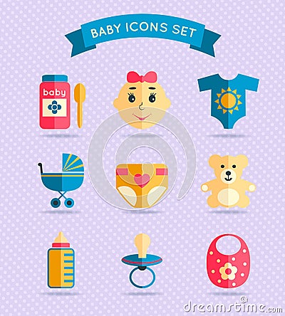 Baby child icons set Vector Illustration