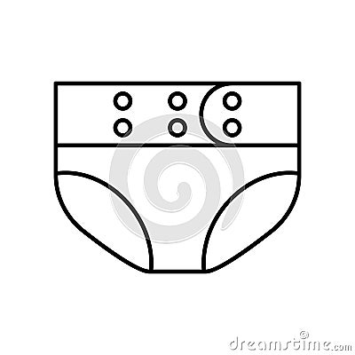 Baby cloth nappies icon. Linear logo of eco friendly diaper with buttons. Black simple illustration. Contour isolated vector image Vector Illustration