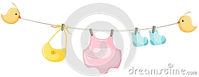 baby clothes on a clothesline Stock Photo