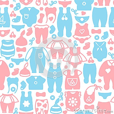 Baby clothes seamless pattern Vector Illustration