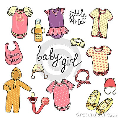 Baby clothes set Vector Illustration