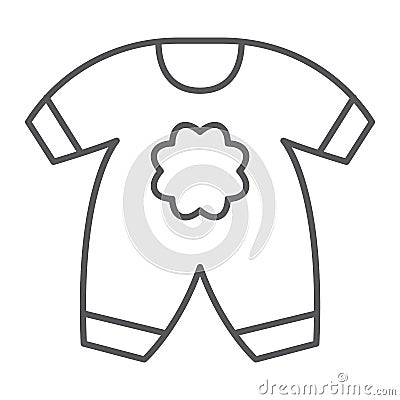 Baby clothes thin line icon, kid and clothing, body dress sign, vector graphics, a linear pattern on a white background. Vector Illustration