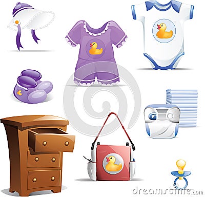 Baby Clothing Icon Set Stock Photo