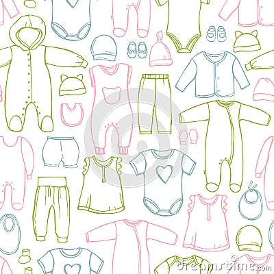 Baby clothing. Vector seamless pattern Vector Illustration