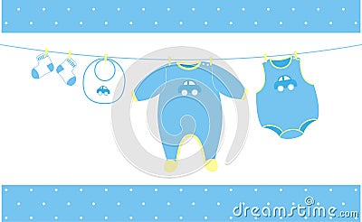Baby cloths hanging Vector Illustration