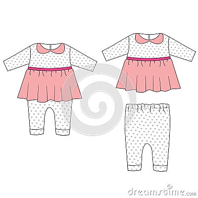 Baby cloths set, baby girl outfit Vector Illustration