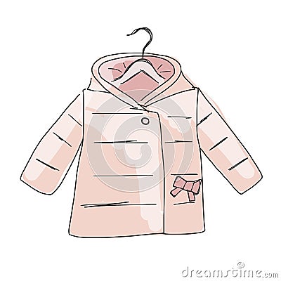 Baby coat girl, sketch for your design Vector Illustration