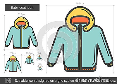 Baby coat line icon. Vector Illustration