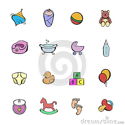 Baby comics icon set Vector Illustration