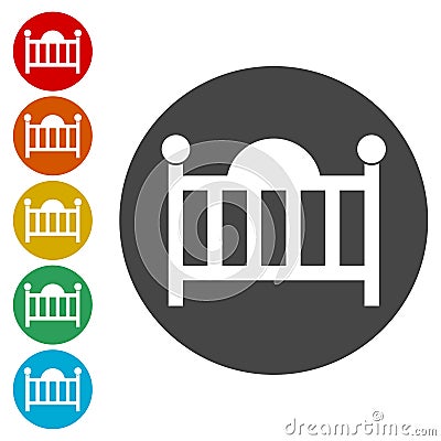 Baby cradle flat icons set - Illustration Vector Illustration