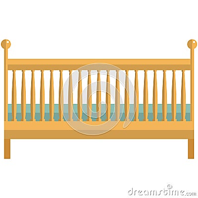 Baby cradle icon, flat vector isolated illustration. Newborn wooden cot, crib. Nursery furniture. Vector Illustration