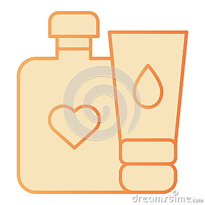 Baby cream bottles flat icon. Lotion and cream bottle orange icons in trendy flat style. Baby hygiene gradient style Vector Illustration