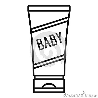 Baby cream tube icon, outline style Vector Illustration