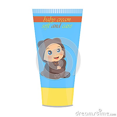 Baby cream tube with kids design Vector Illustration