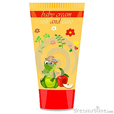 Baby cream tube with kids design Vector Illustration