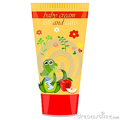 Baby cream tube with kids design Vector Illustration