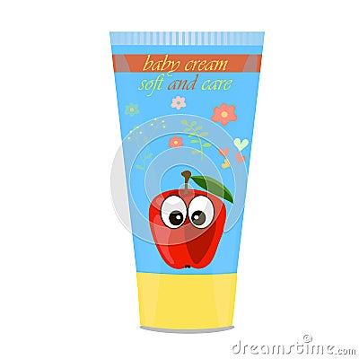 Baby cream tube with kids design Vector Illustration