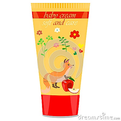 Baby cream tube with kids design Vector Illustration