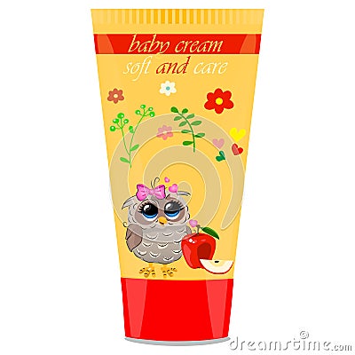 Baby cream tube with kids design Vector Illustration