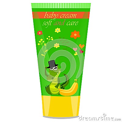 Baby cream tube with kids design Vector Illustration