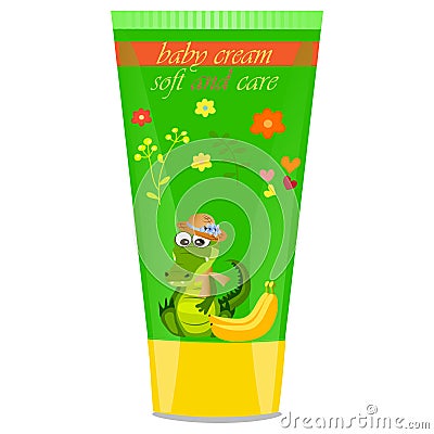 Baby cream tube with kids design Vector Illustration