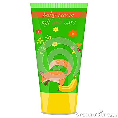 Baby cream tube with kids design Vector Illustration