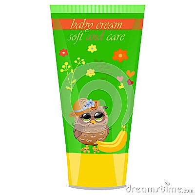 Baby cream tube with kids design Vector Illustration