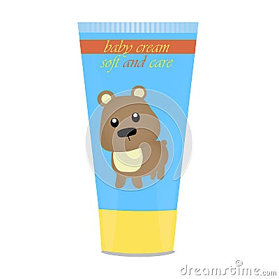 Baby cream tube with kids design Vector Illustration