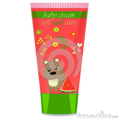 Baby cream tube with kids design Vector Illustration