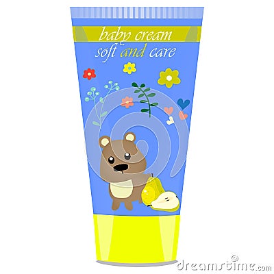 Baby cream tube with kids design Vector Illustration