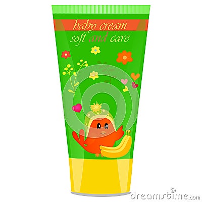 Baby cream tube with kids design Vector Illustration