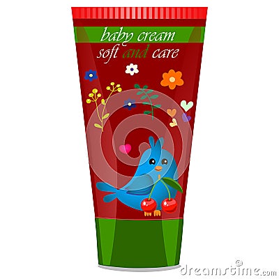 Baby cream tube with kids design Vector Illustration