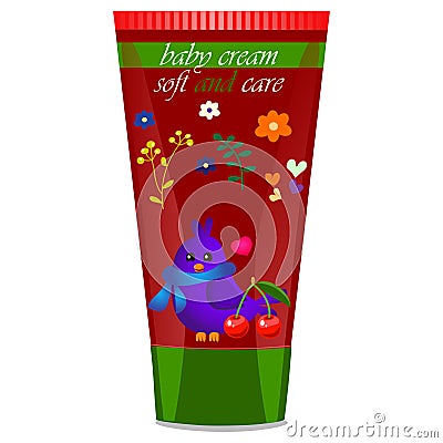 Baby cream tube with kids design Vector Illustration