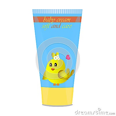 Baby cream tube with kids design Vector Illustration