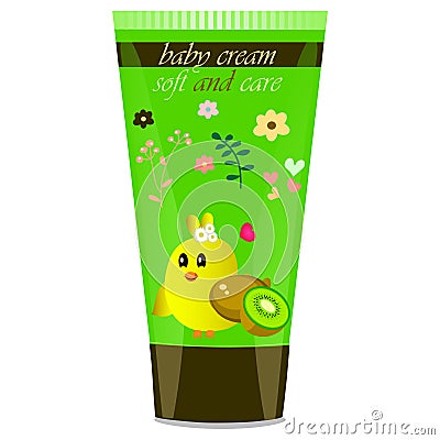 Baby cream tube with kids design Vector Illustration