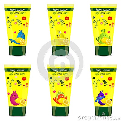 Baby cream tube with kids design Vector Illustration