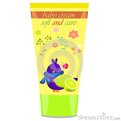 Baby cream tube with kids design Vector Illustration