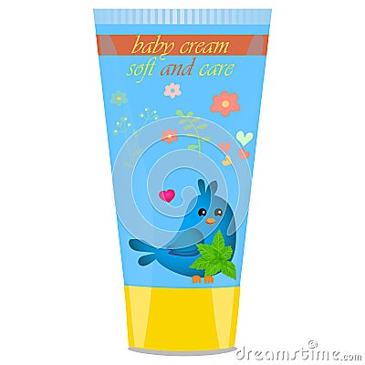 Baby cream tube with kids design Vector Illustration