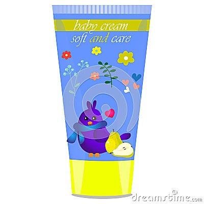 Baby cream tube with kids design Vector Illustration